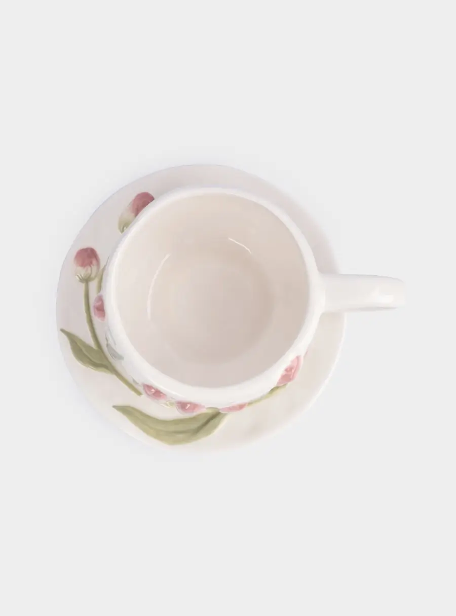 Пара чайная, 1 перс, 2 пр, 370 мл, керамика, молочная, Тюльпаны, Tulip ,image-3