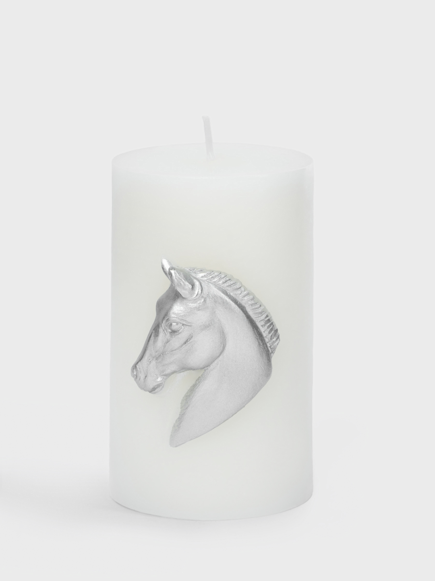 Свеча, 10 см, цилиндрическая, серебристая, Лошадь, Horse, image-0