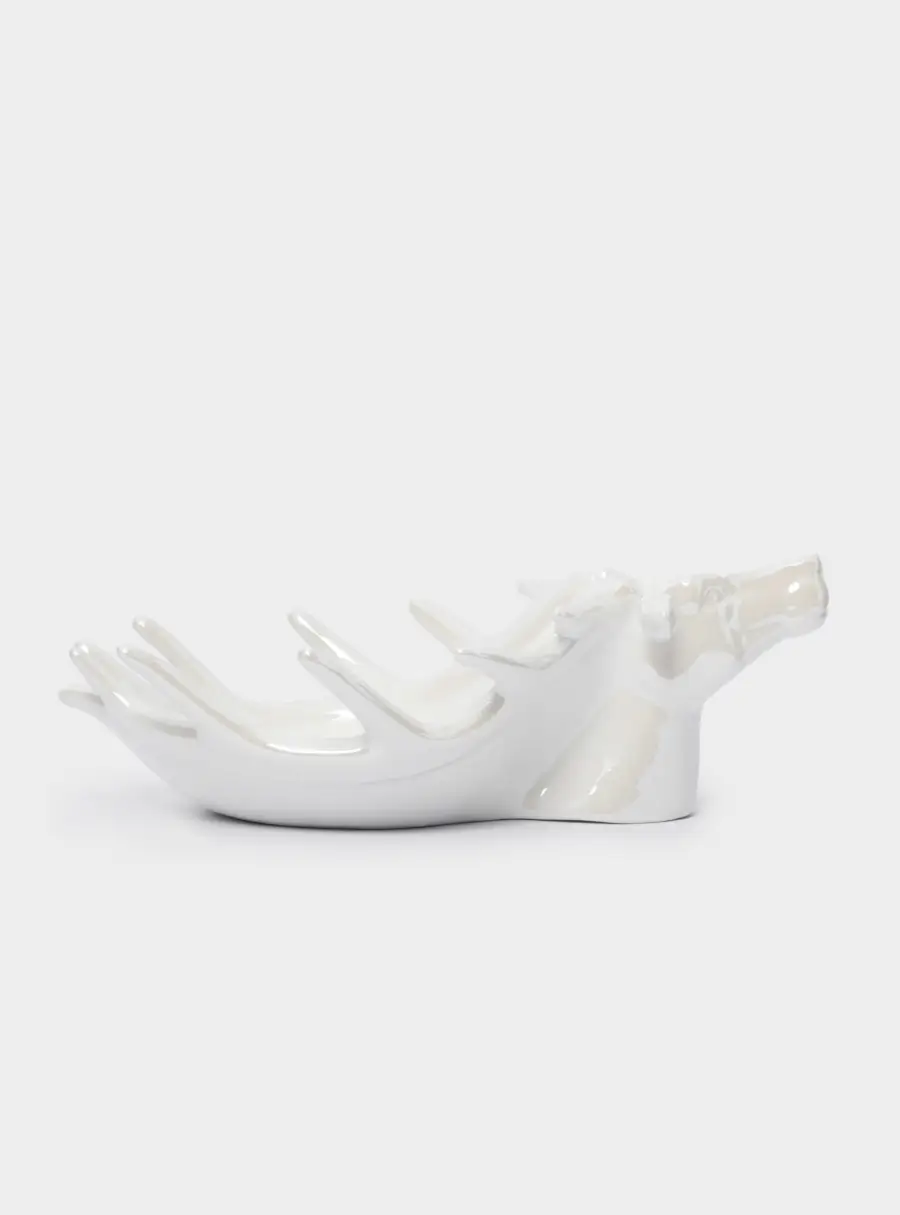 Блюдо декоративное, 26х16х10 см, керамика D, белое, перламутр, Олень, Maral grey, image-6