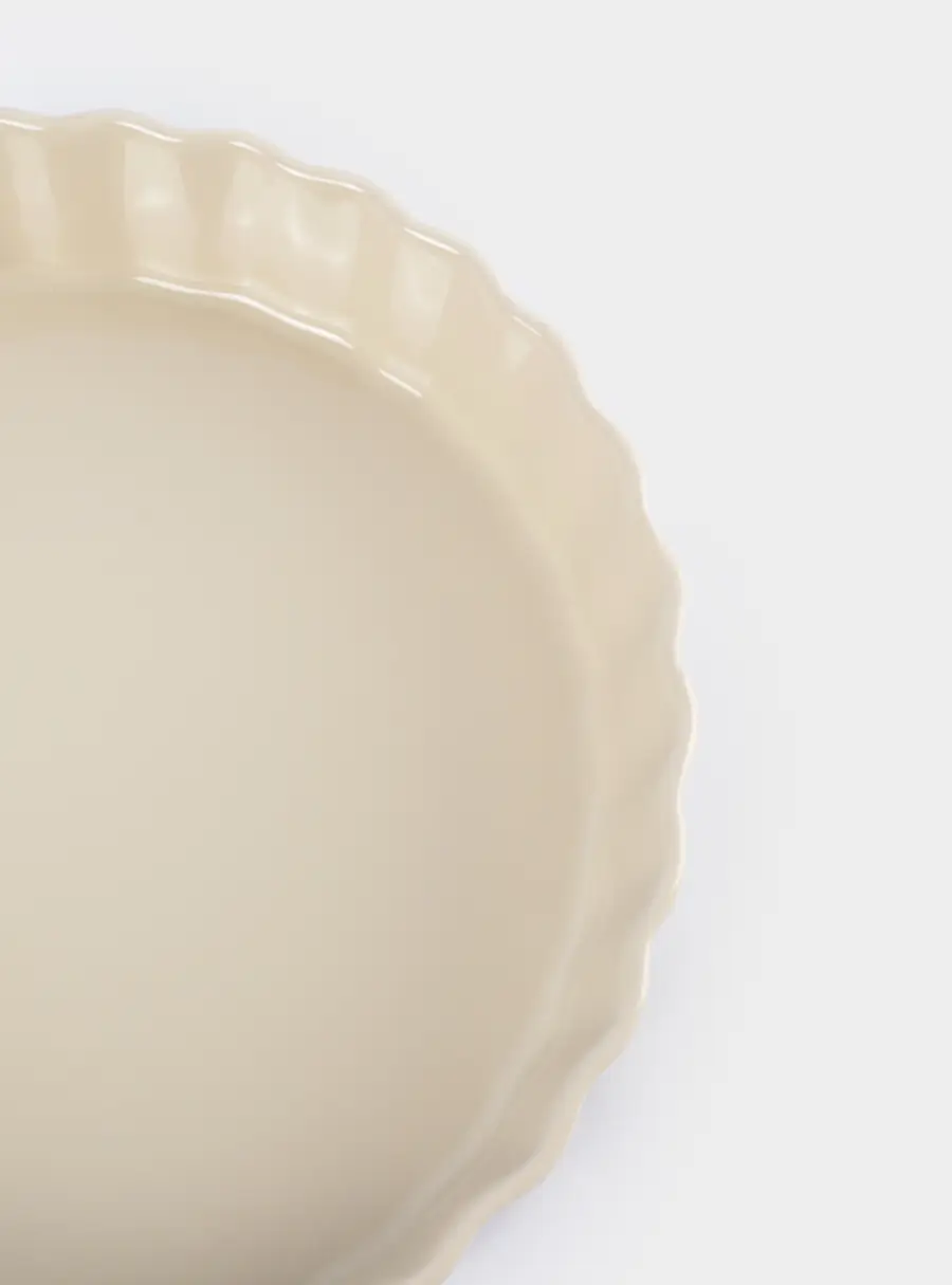 Форма для запекания, 25 см, керамика, круглая, бежевая, Ребристый край, Bagel ,image-3