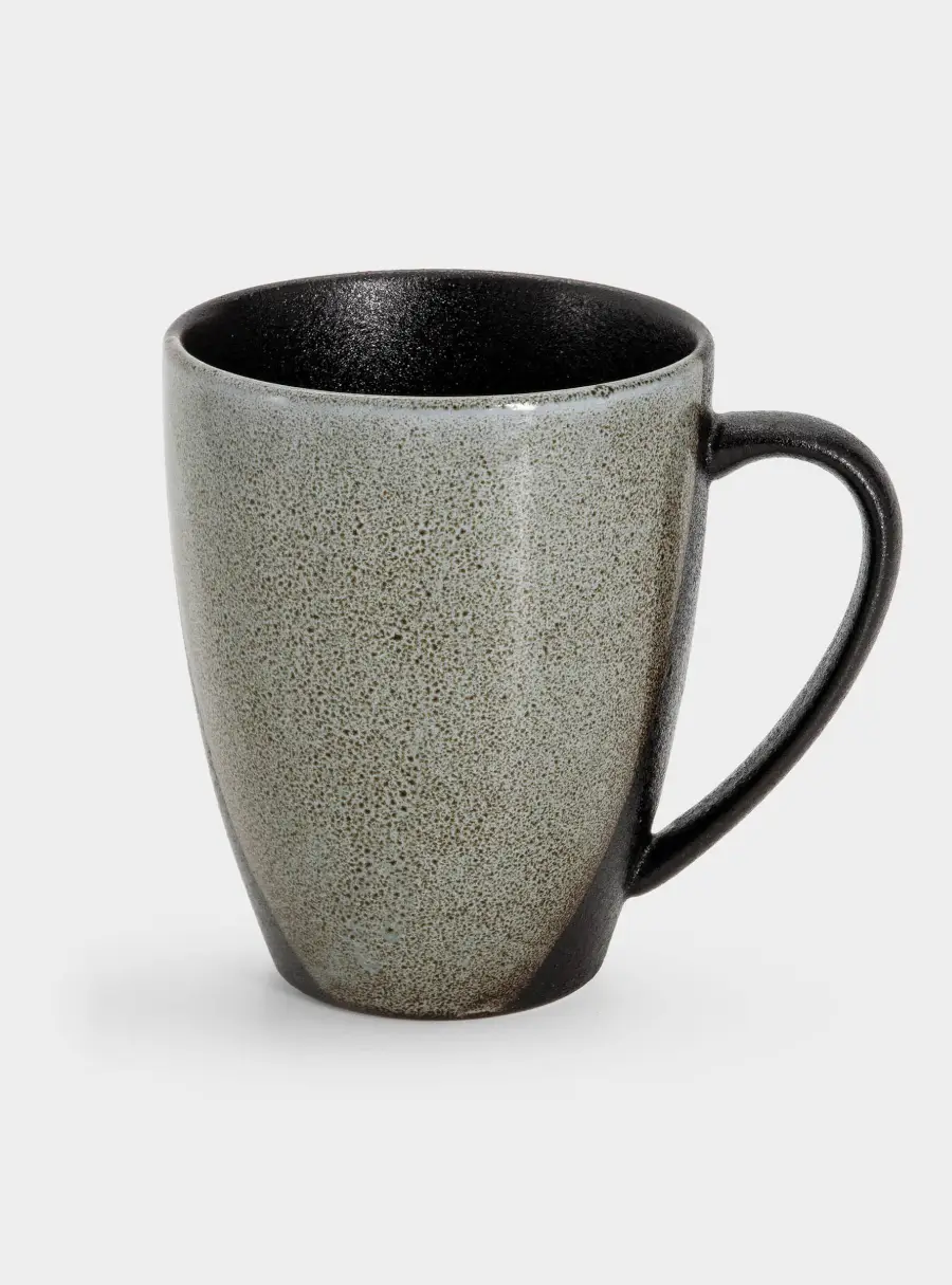 Кружка, 400 мл, фарфор P, черно-серая, в крапинку, Umi