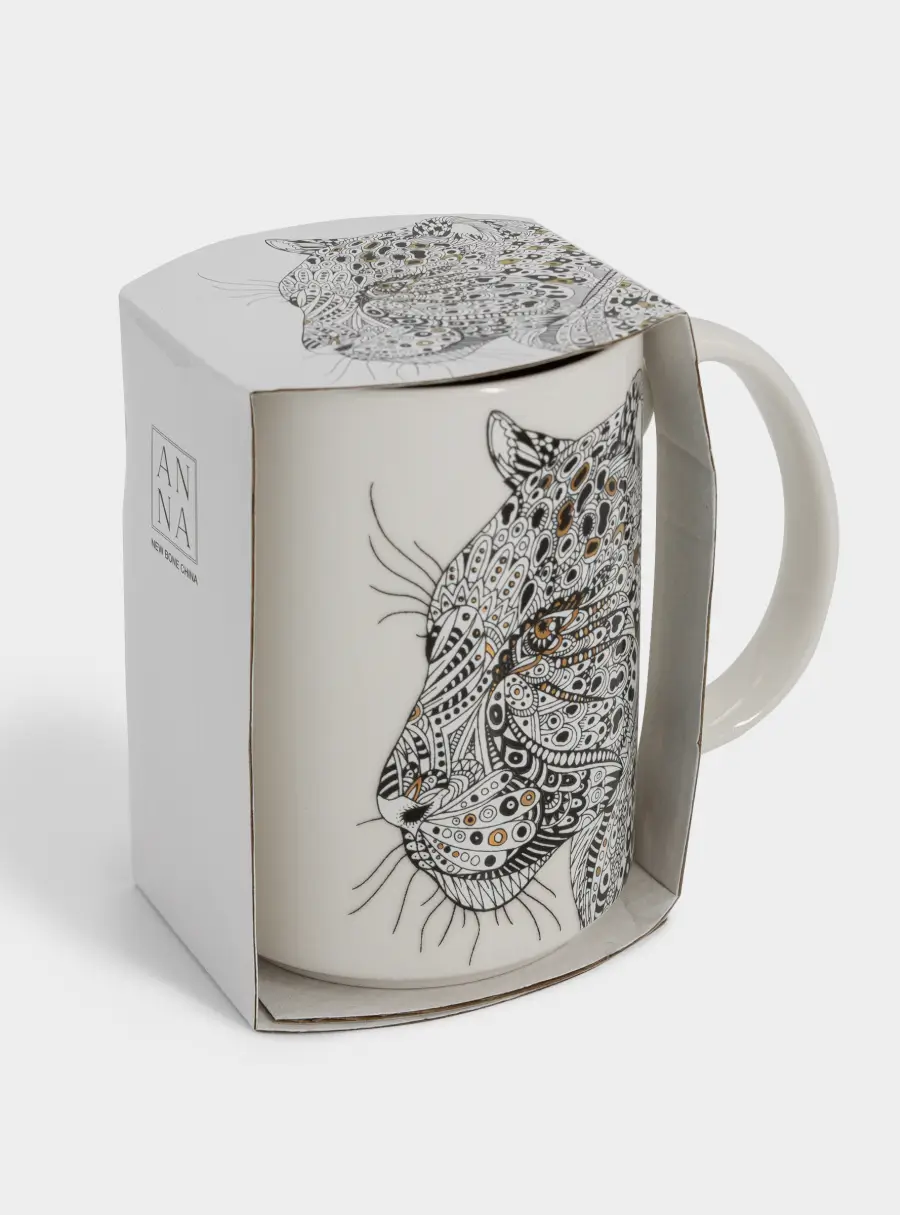 Кружка, 500 мл, фарфор N, белая, Леопард, Wild, image-4