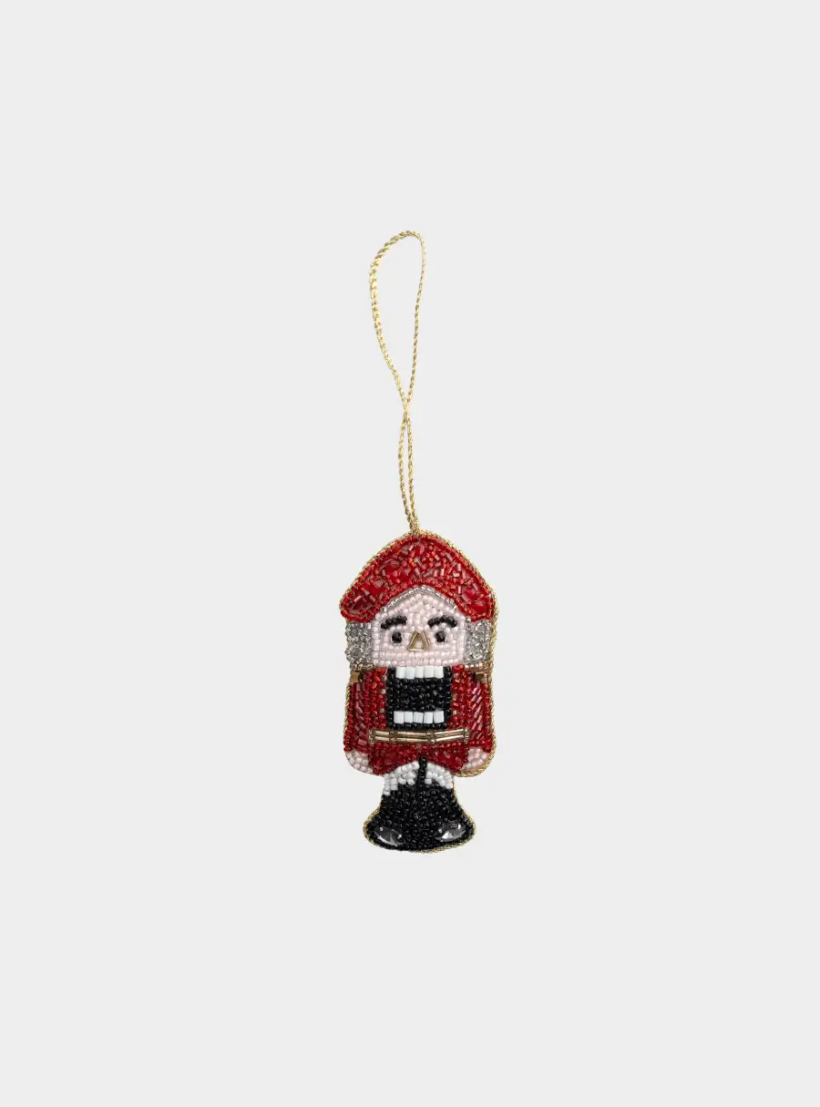 Игрушка елочная, 10x6 см, бисер/полиэстер, красная, Щелкунчик, New Year ,image-1