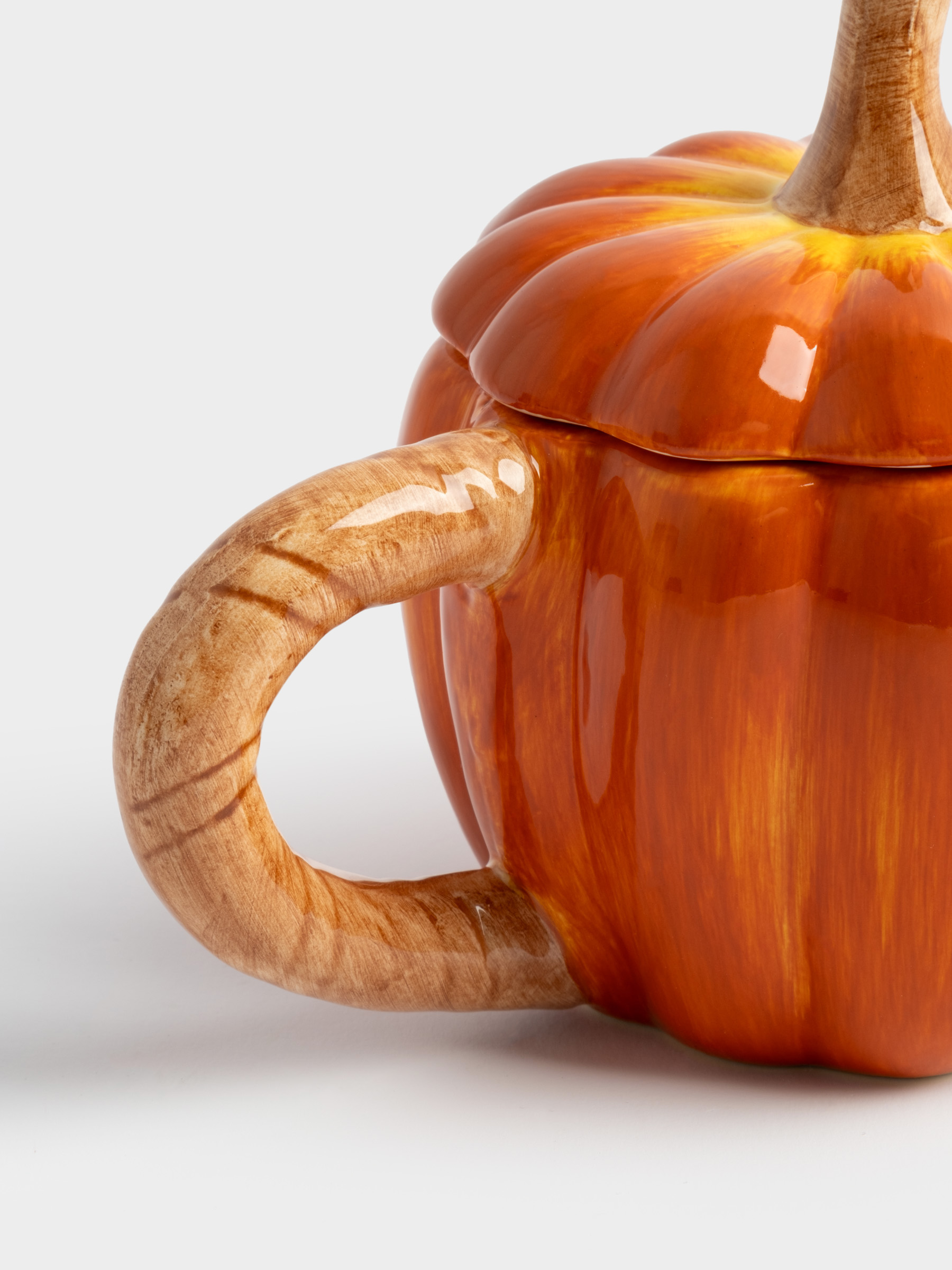 Кружка, 450 мл, с крышкой, керамика, оранжевая, Тыква, Bright pumpkin, image-1