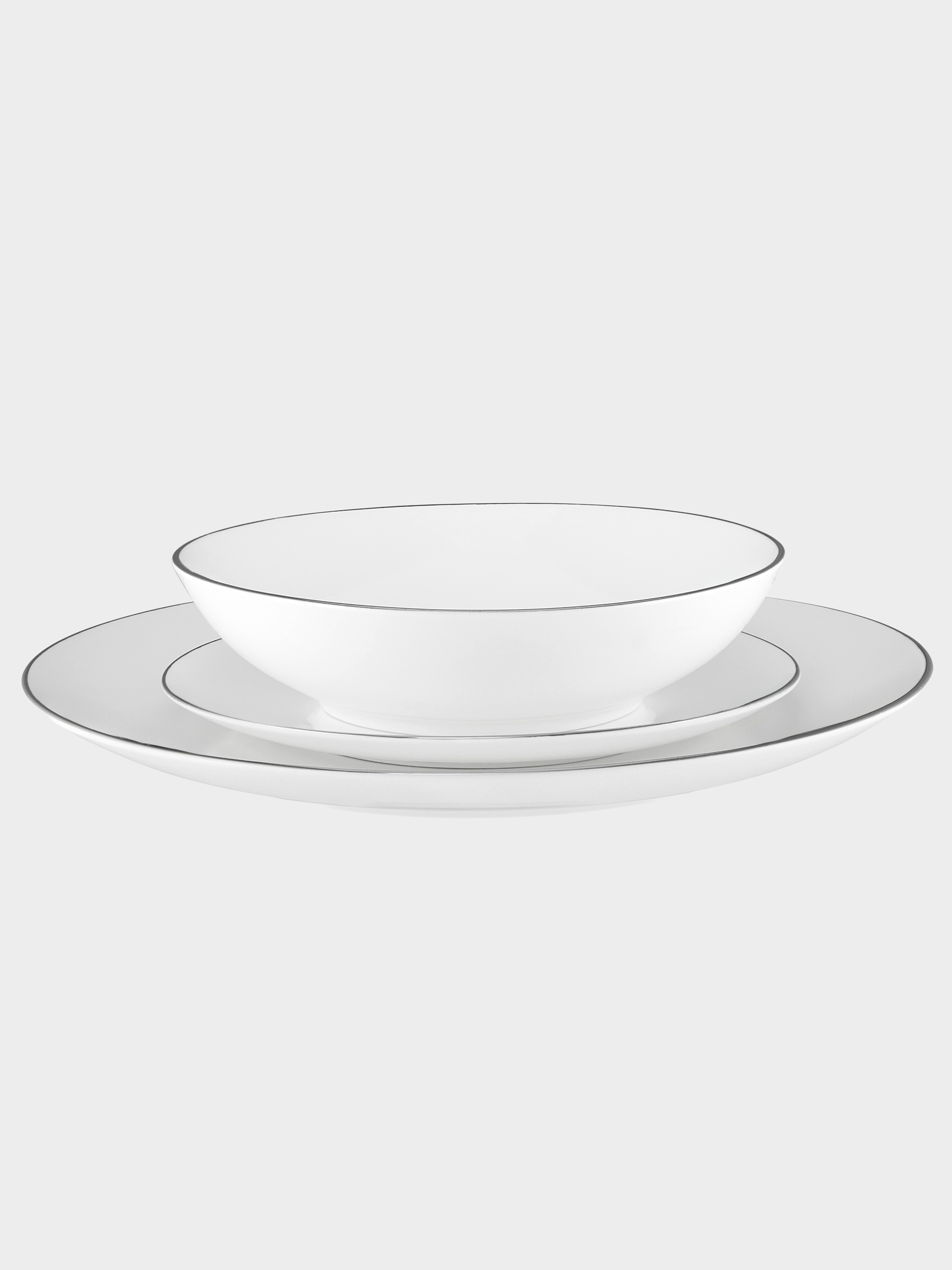 Сервиз обеденный, 4 перс, 12 пр, фарфор P, белый, с серебристым кантом, White Platinum, image-1