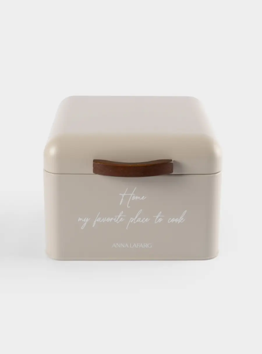 Хлебница, 20х20х14 см, металл/дерево, квадратная, бежевая, Retro ,image-1