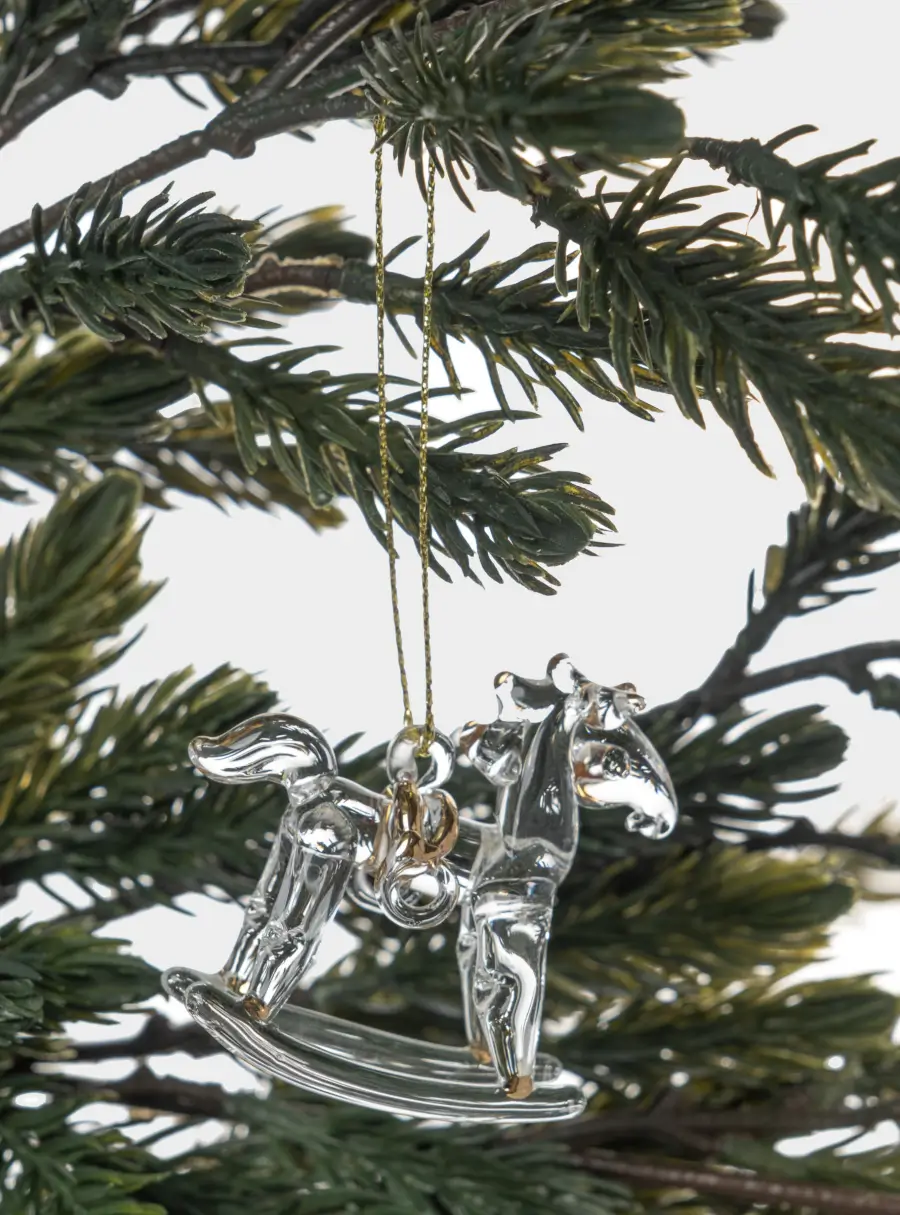 Игрушка елочная, 5 см, стекло, золотистая, Лошадка-качалка, Event ,image-2