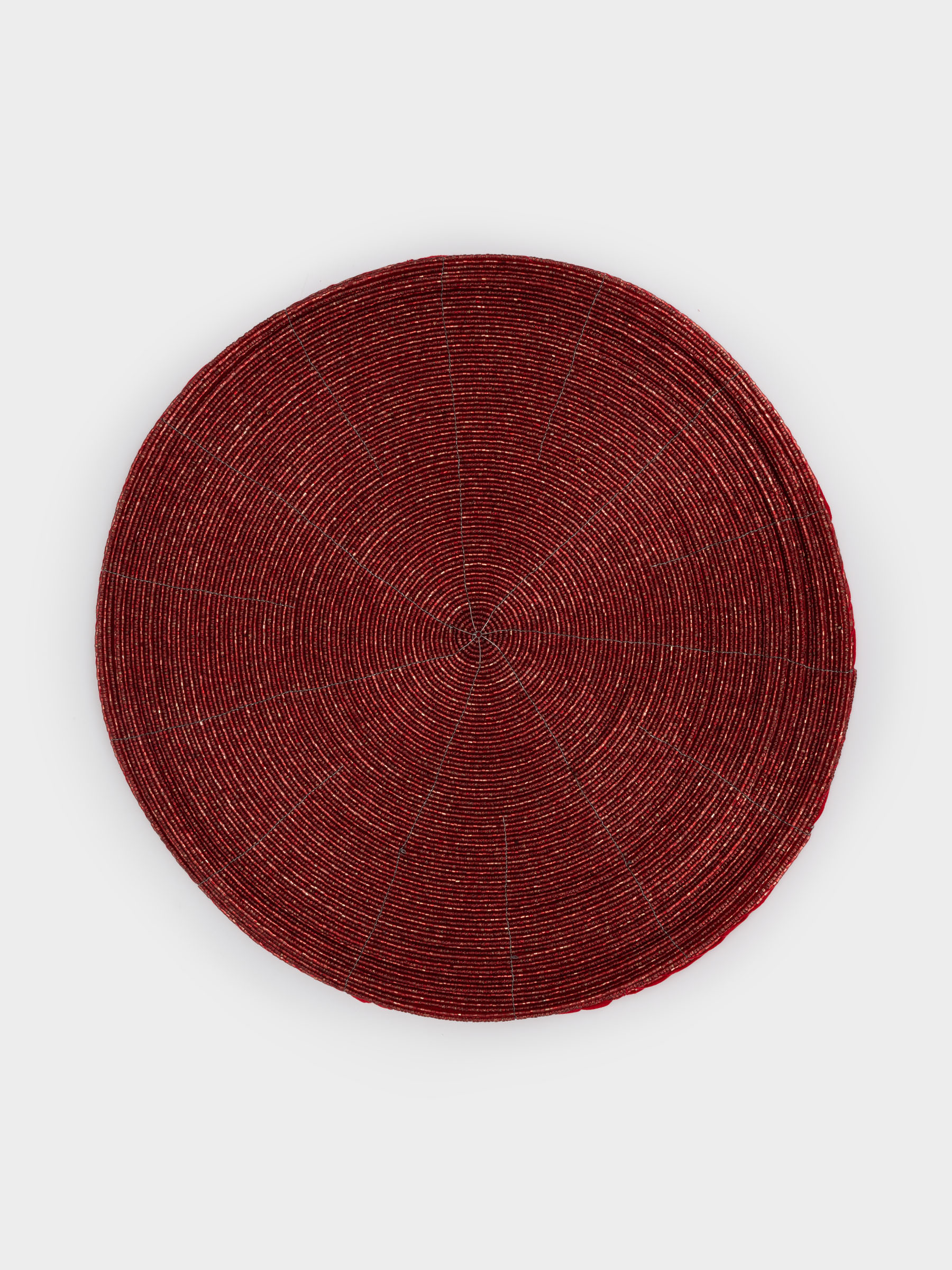 Салфетка под приборы, 36 см, бисер, круглая, красная, Bijou, image-0