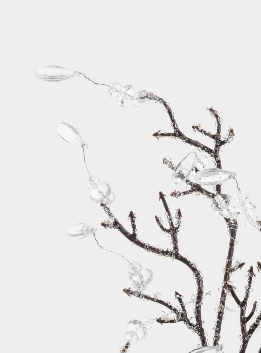 Ветка декоративная, 65 см, акрил/пластик, серебристая, Белые кристаллы, Interior silver ,image-2