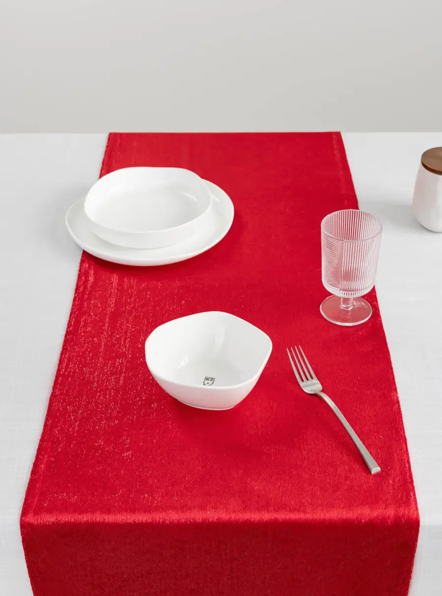 Дорожка настольная, 40х160 см, бархат, красная, Luck gift ,image-1