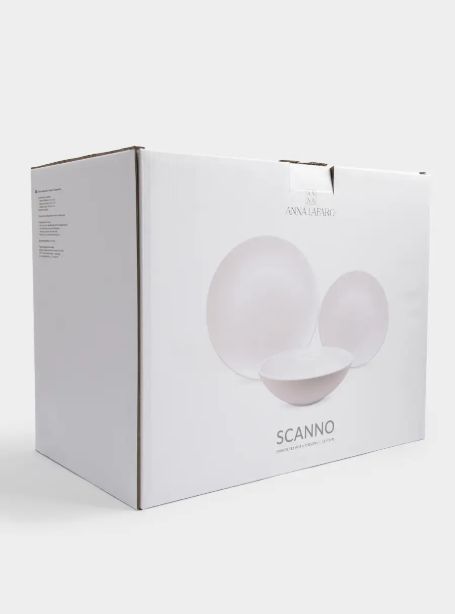 Сервиз обеденный, 6 перс, 18 пр, керамика, белый, в крапинку, Scanno, image-7