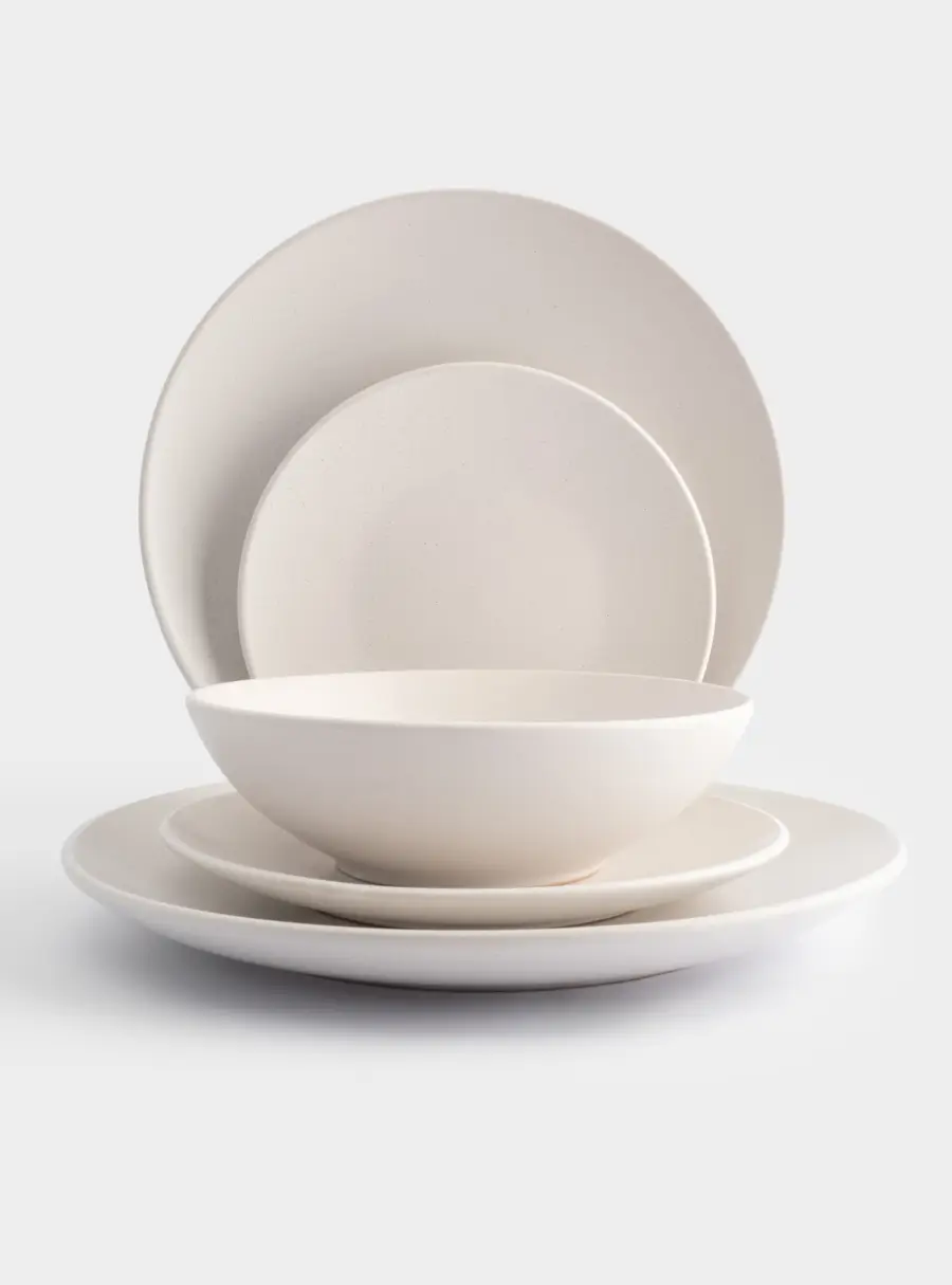 Сервиз обеденный, 6 перс, 18 пр, керамика, белый, в крапинку, Scanno