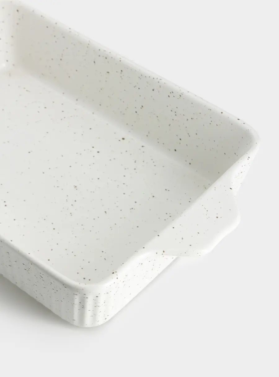 Форма для запекания, 28х20 см, с крышкой, фарфор P, прямоугольная, молочная, в крапинку, Speckle, image-6