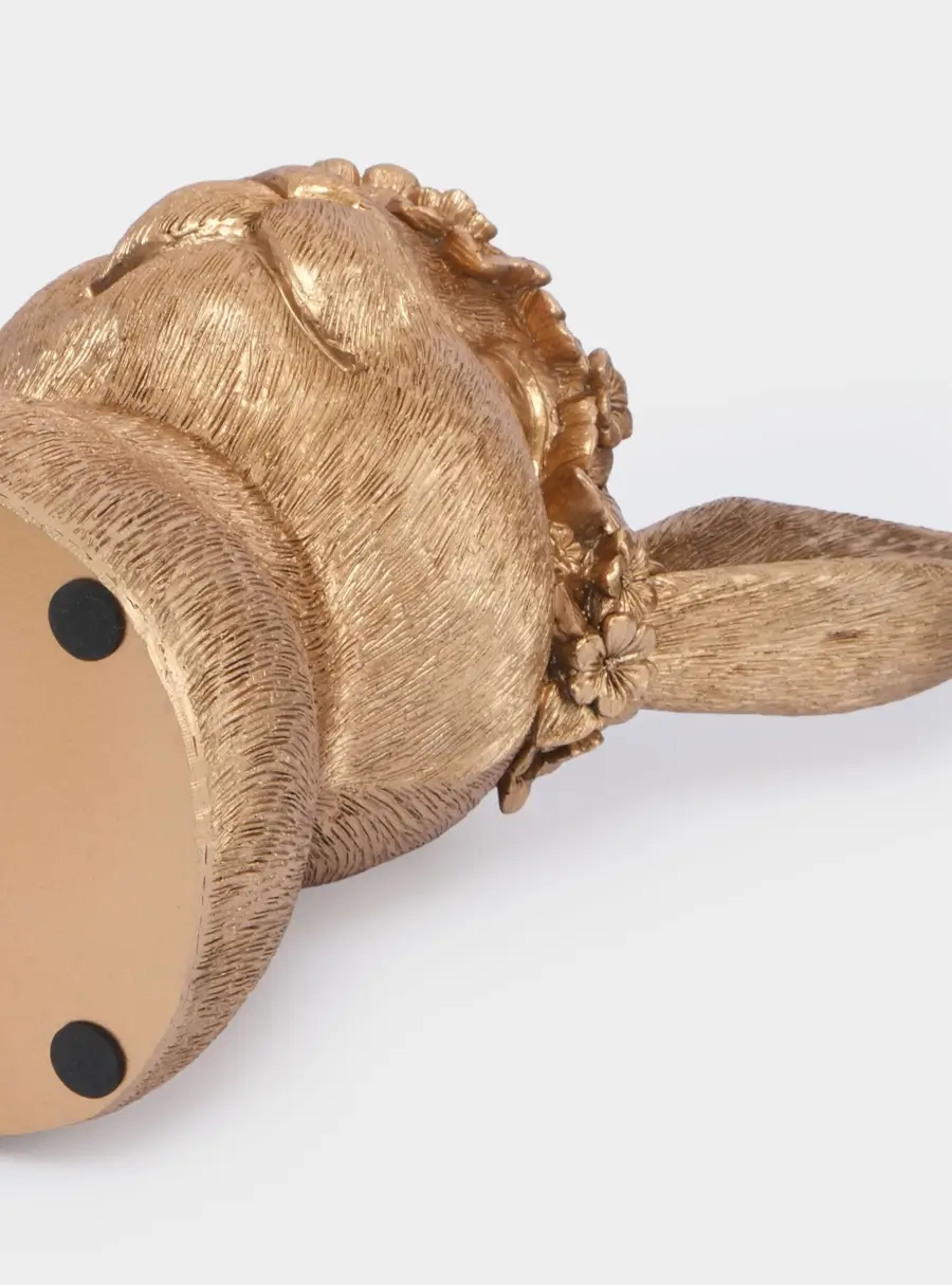 Ваза декоративная, 31 см, полирезин, золотистая, Кролик в венке, Rabbit, image-4