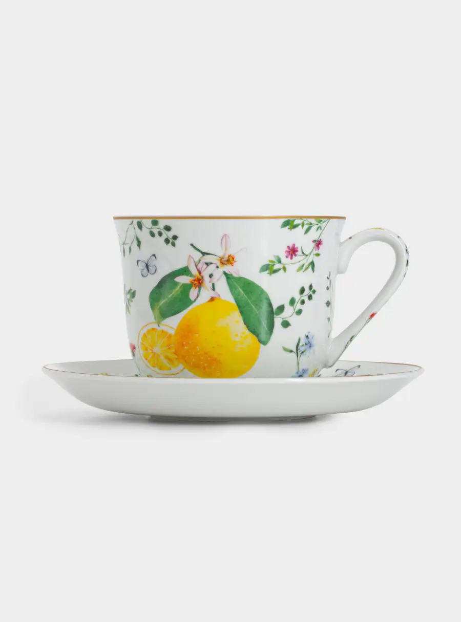 Чашка с блюдцем, 370 мл, Цветы и лимоны, image-5