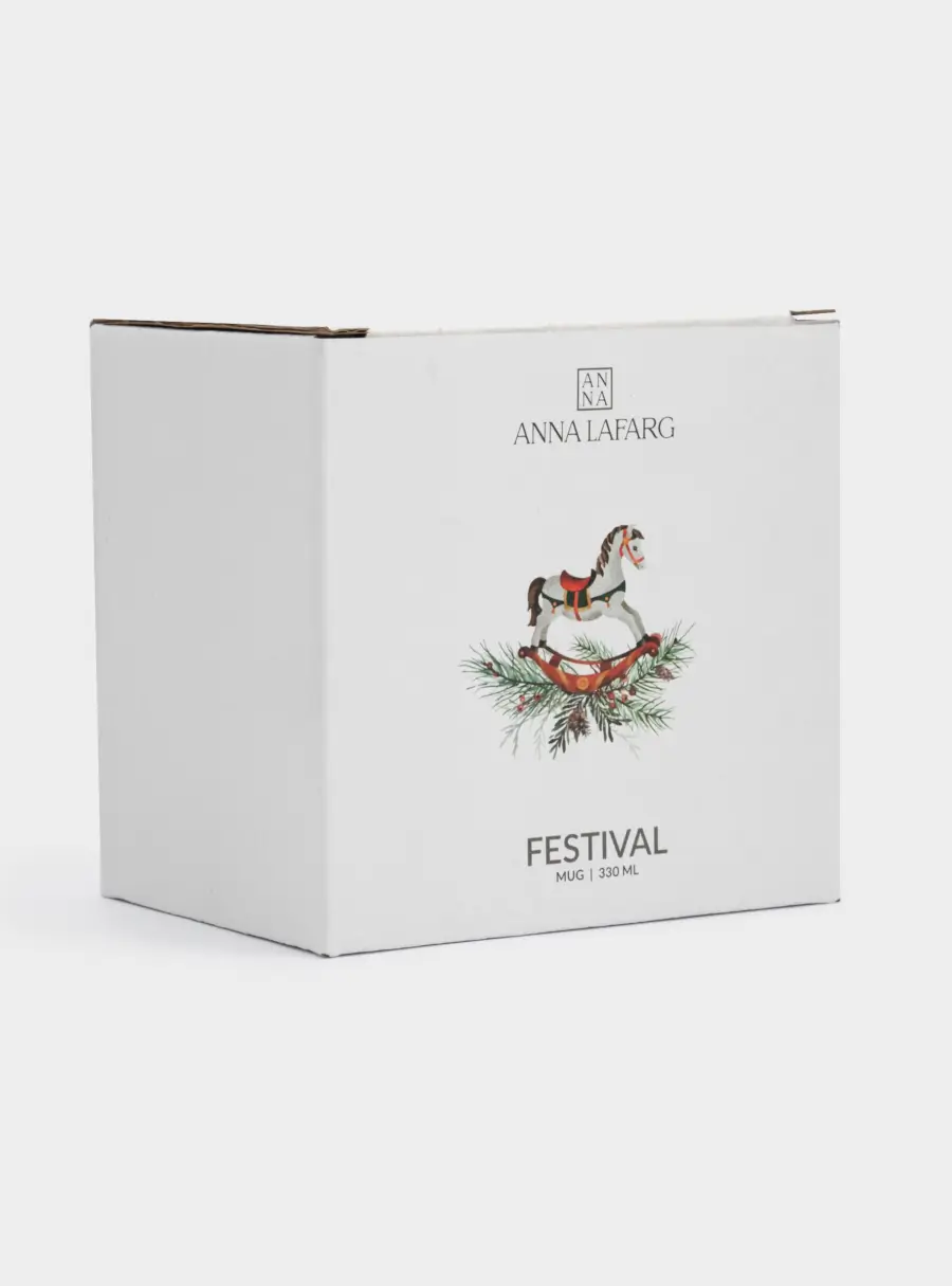 Кружка, 330 мл, керамика, красная, Лошадка, Festival, image-5