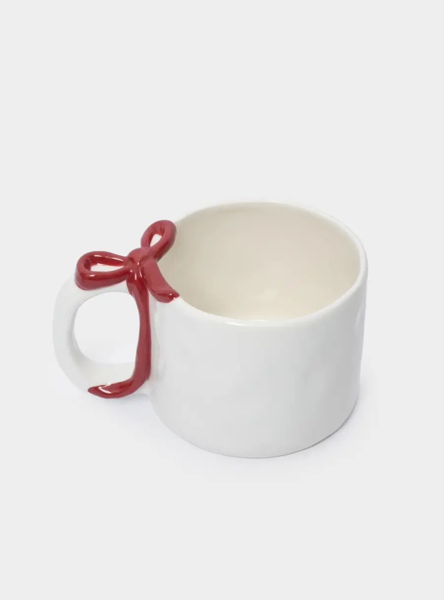 Кружка, 400 мл, керамика, молочно-красная, Бант ,image-1