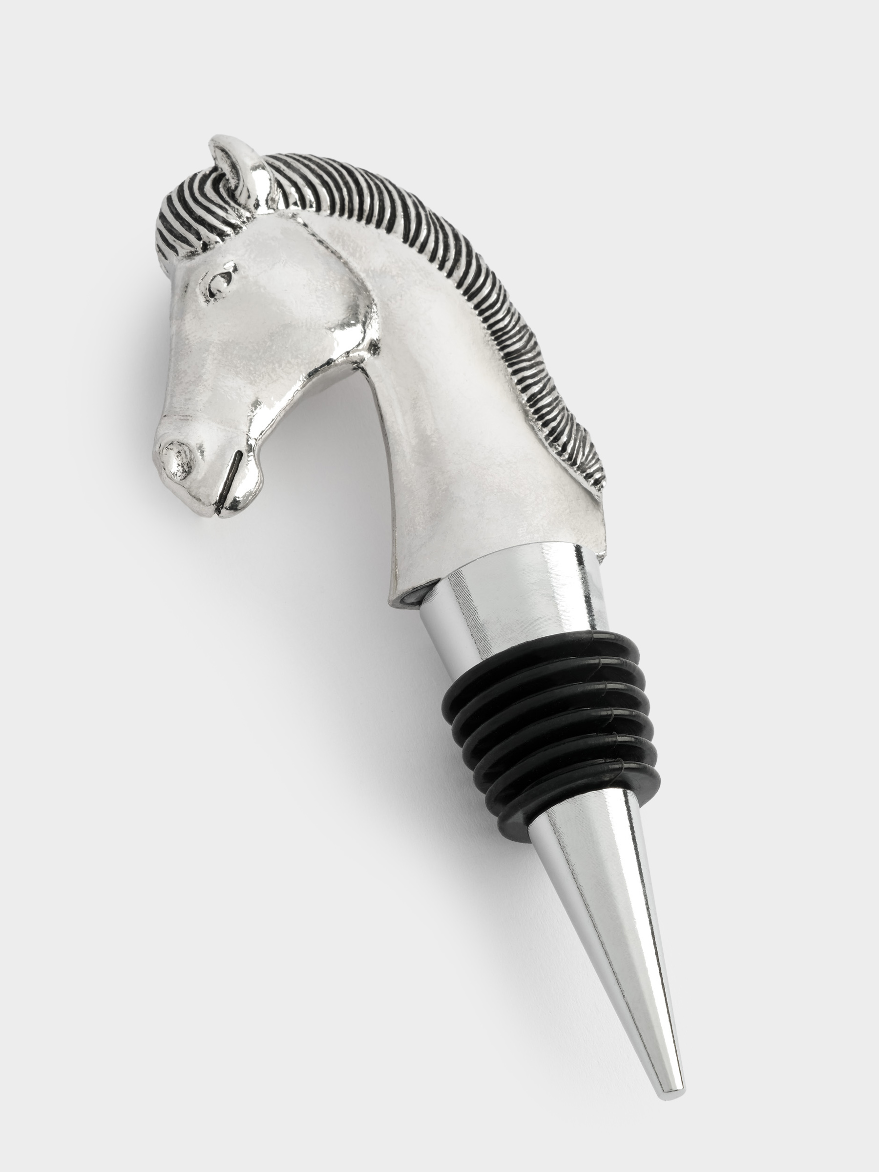Пробка для винной бутылки, 12 см, металл, серебристая, Лошадь, Horse, image-1