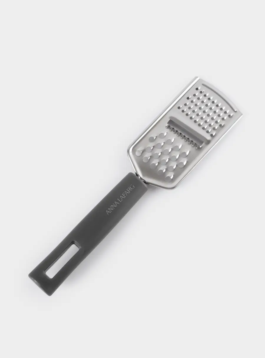 Терка, 24 см, 3 в 1, крупная/мелкая/для слайсов, с ручкой, сталь/пластик, графитовая, Multi ,image-2