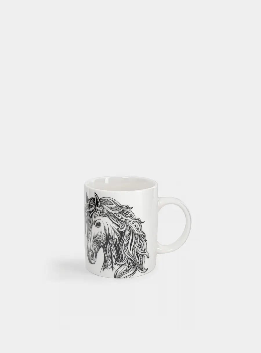 Кружка, 350 мл, фарфор N, бело-серебристая, Конь, Wild ,image-1
