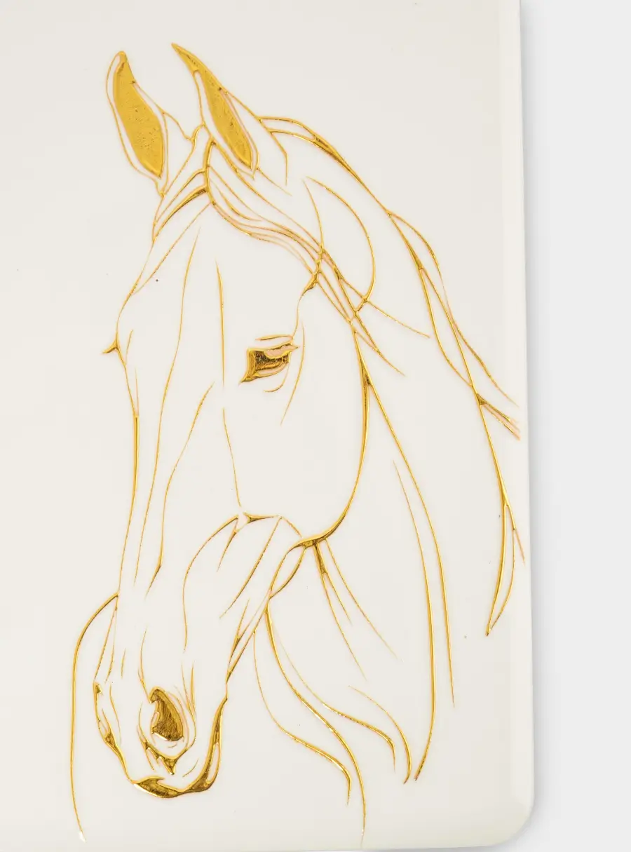 Подставка под горячее, 14х28 см, керамика/пробка, с ручкой, белая, Лошадь, Horse ,image-1