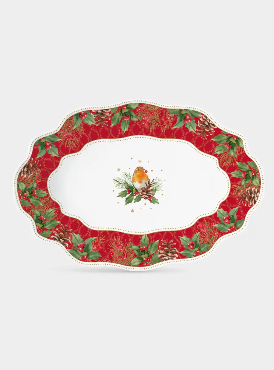 Блюдо, 30x21x5 см, овальное, Рождественские ягоды
