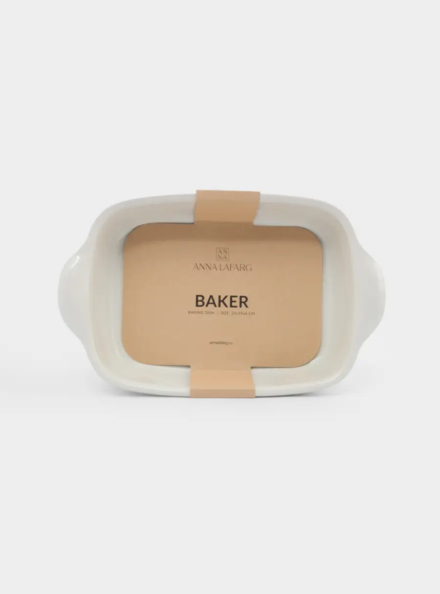 Форма для запекания, 25х19 см, керамика, прямоугольная, молочная, Baker, image-5
