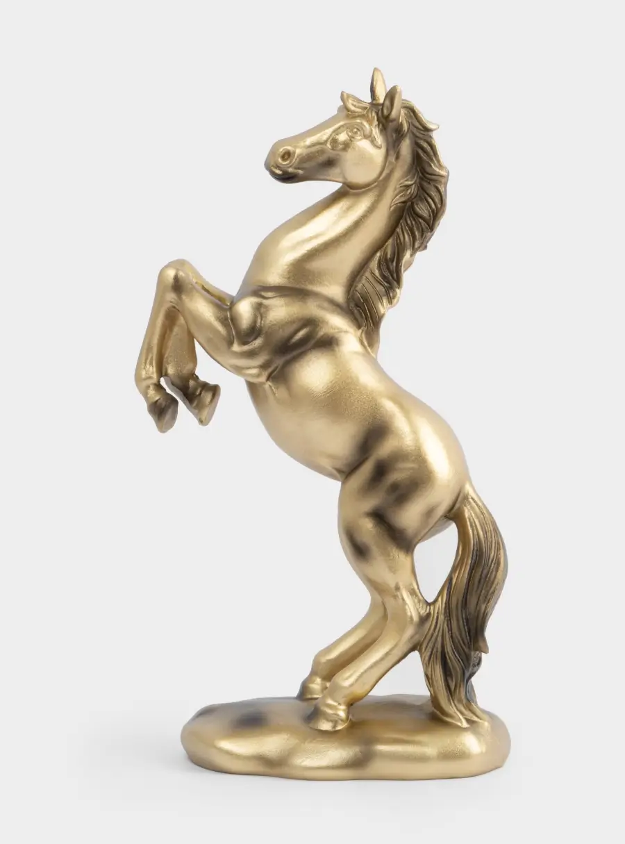 Статуэтка, 25 см, полирезин, золотистая, Конь на дыбах, Horse ,image-0
