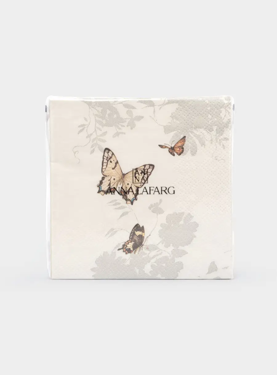 Салфетки бумажные, 21х21 см, 20 шт, квадратные, белые, Бабочки, Butterfly garden ,image-2