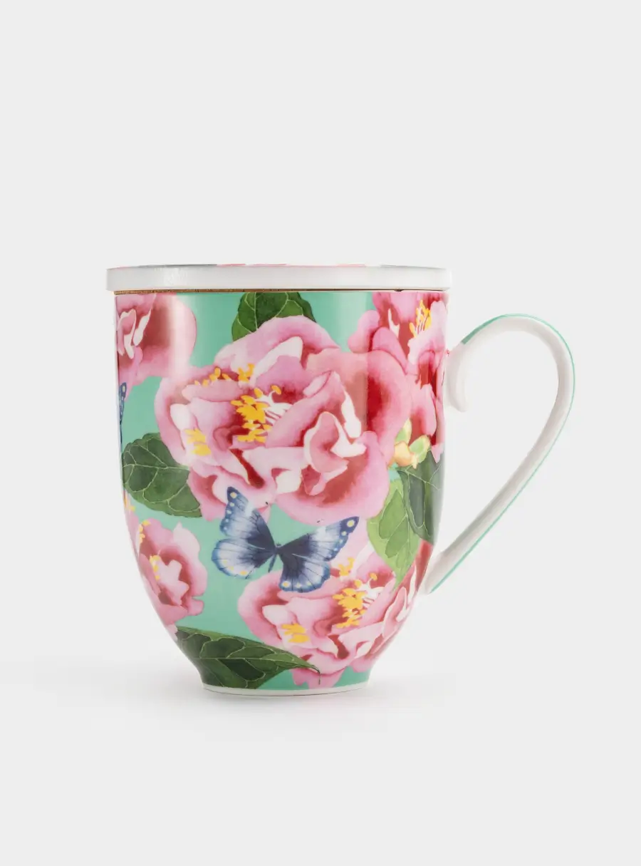 Кружка, 400 мл, с подставкой, Камелии, image-6