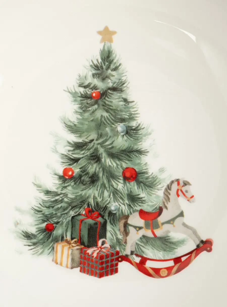 Салатник, 20х8 см, 1,2 л, керамика, зеленый, Лошадка у елки, Festival, image-5