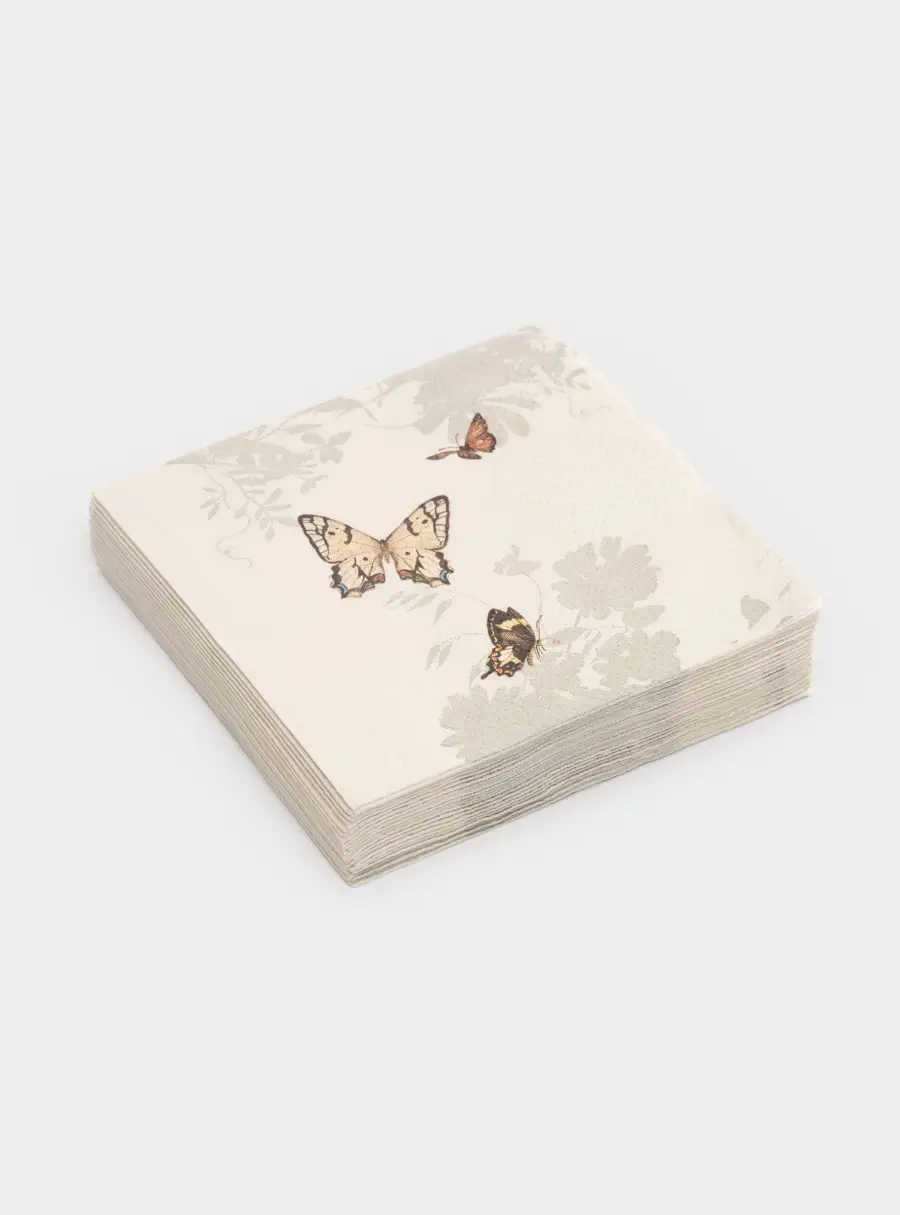 Салфетки бумажные, 21х21 см, 20 шт, квадратные, белые, Бабочки, Butterfly garden ,image-1