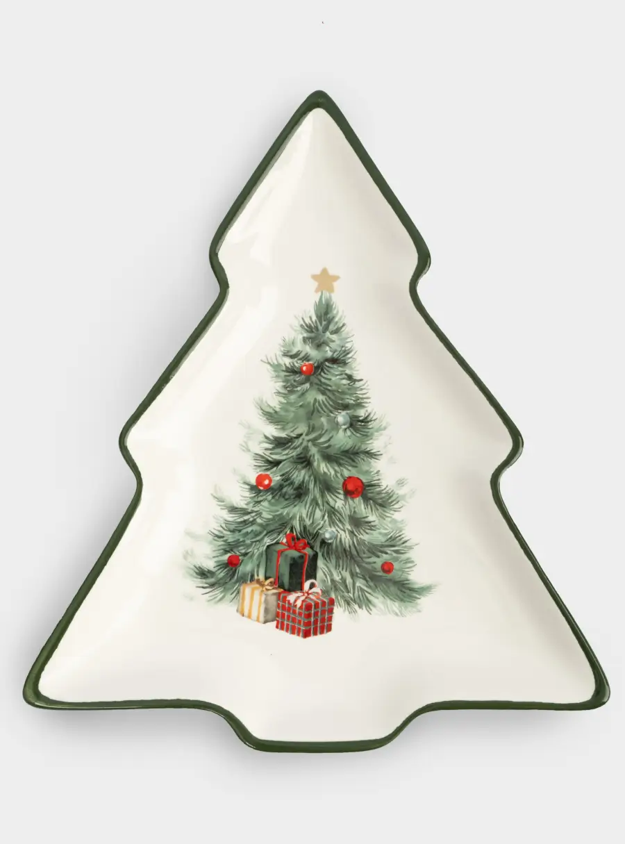 Блюдо, 23х20 см, керамика, зеленое, Елка с подарками, Festival ,image-1