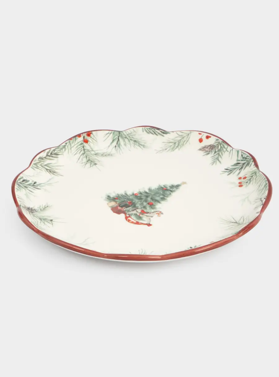 Тарелка закусочная, 20 см, керамика, белая, Лошадка у елки, Festival, image-5