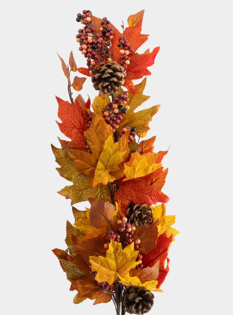 Ветка декоративная, 80 см, полиэстер/пенопласт, Осенние листья, Bright pumpkin ,image-1