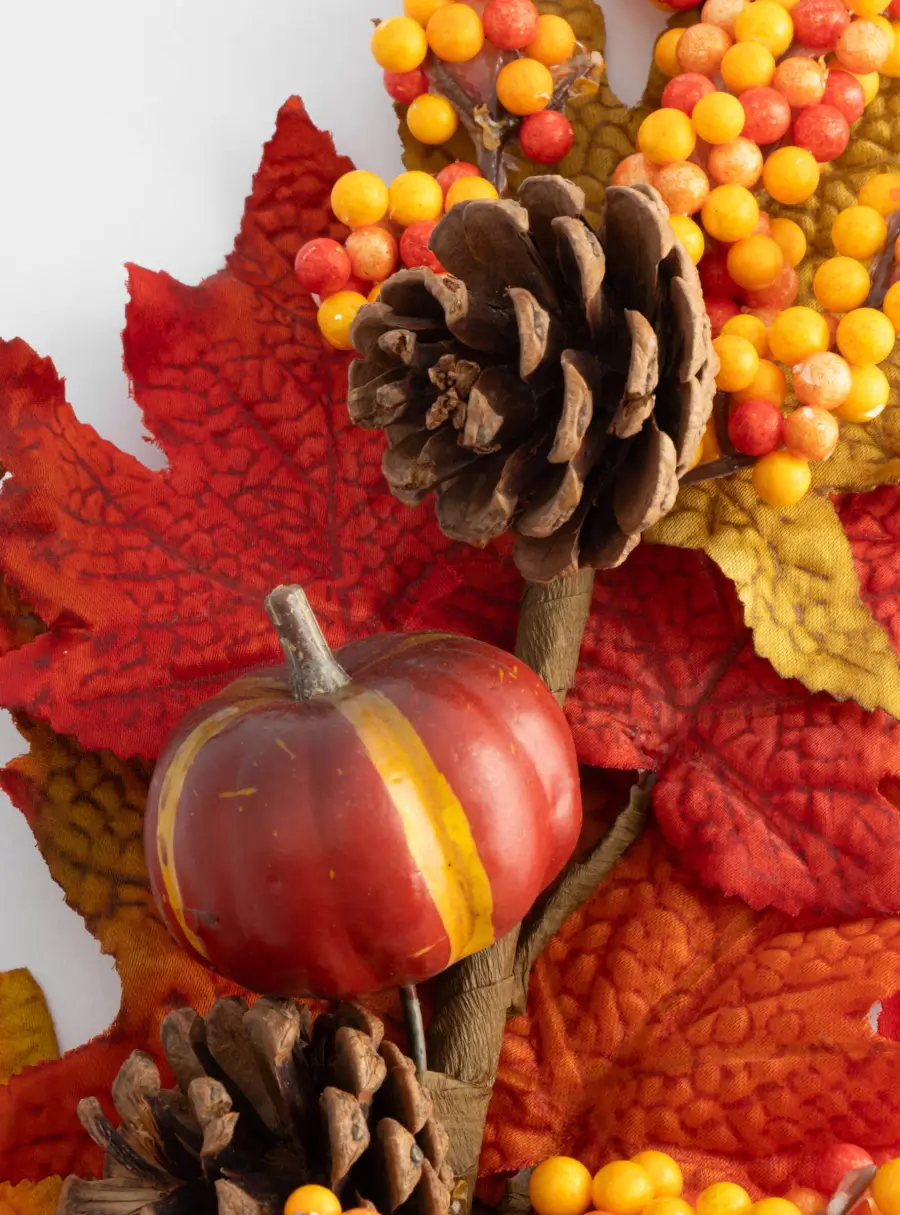 Ветка декоративная, 54 см, полиэстер/пенопласт, Букет с тыквой, Bright pumpkin ,image-3