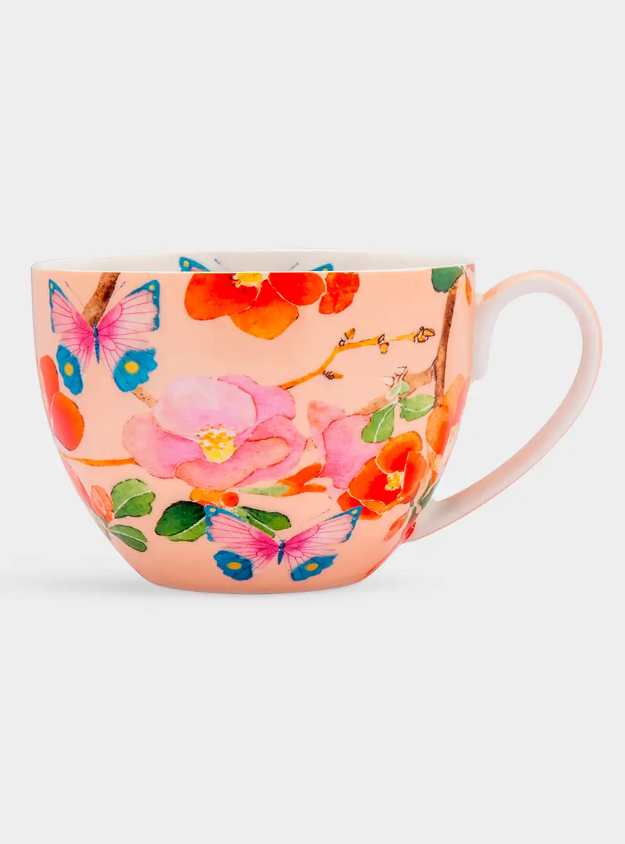 Пара чайная, 1 перс, 2 пред, 400 мл, фарфор P, Камелии на розовом, image-4