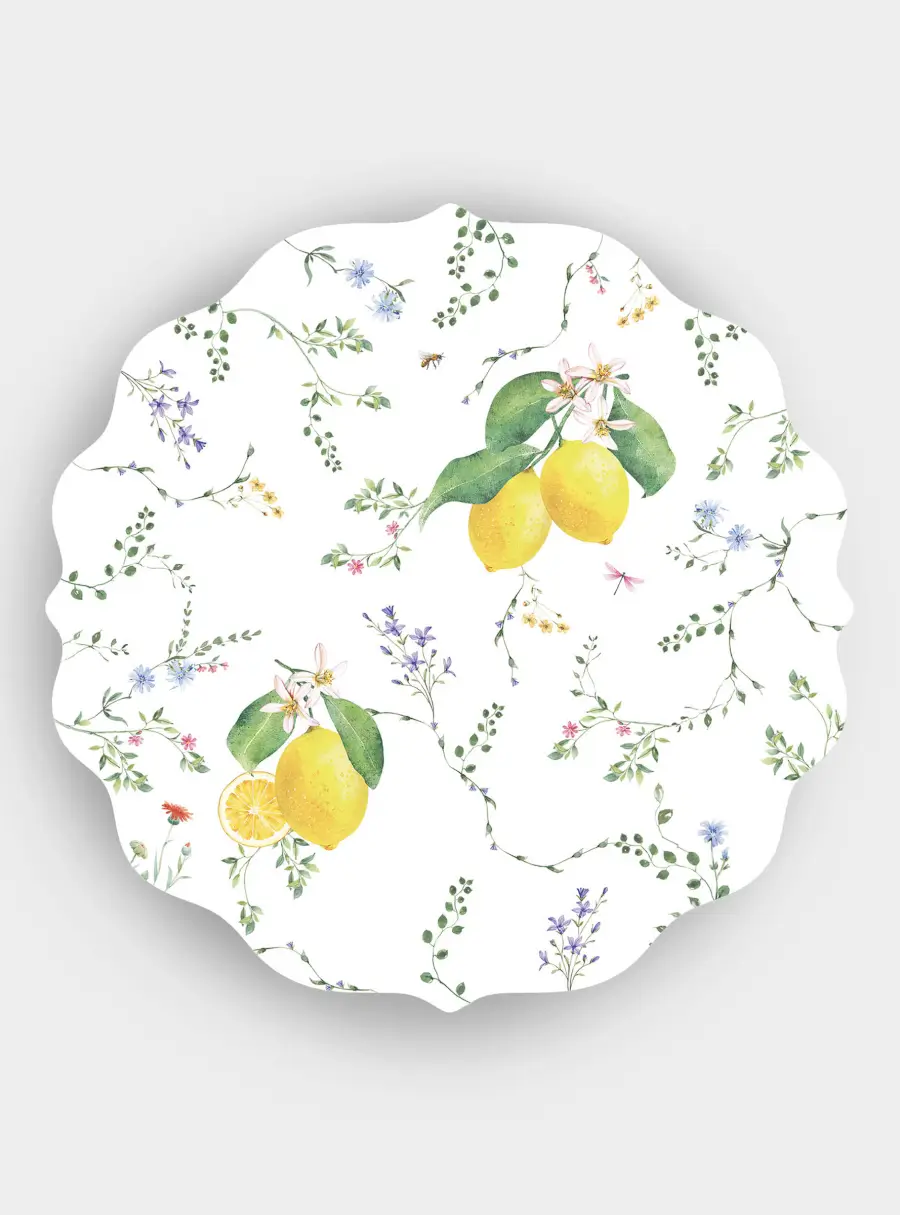 Подставка под горячее, круглая, 34.5 см, 2 шт, Цветы и лимоны ,image-1