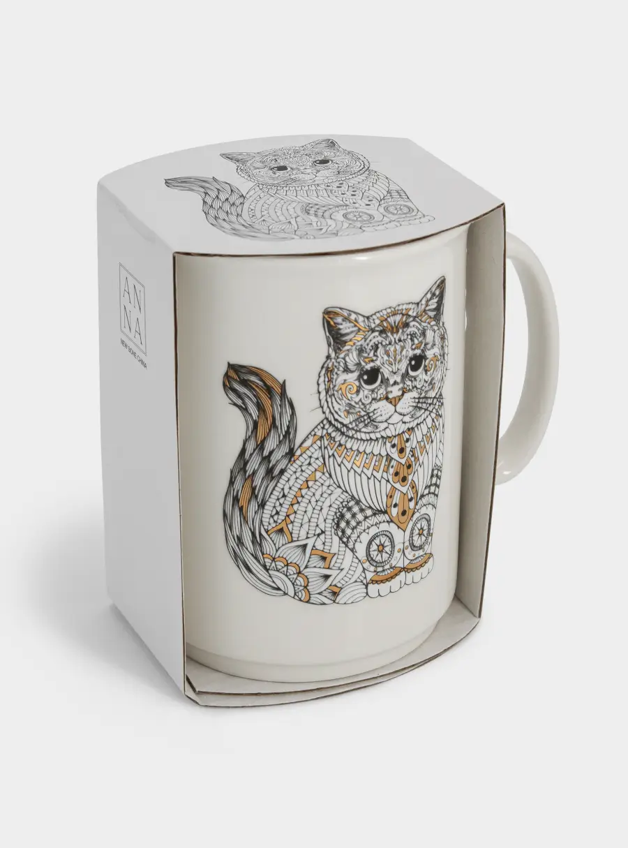 Кружка, 415 мл, фарфор N, белая, Кот, Wild, image-5