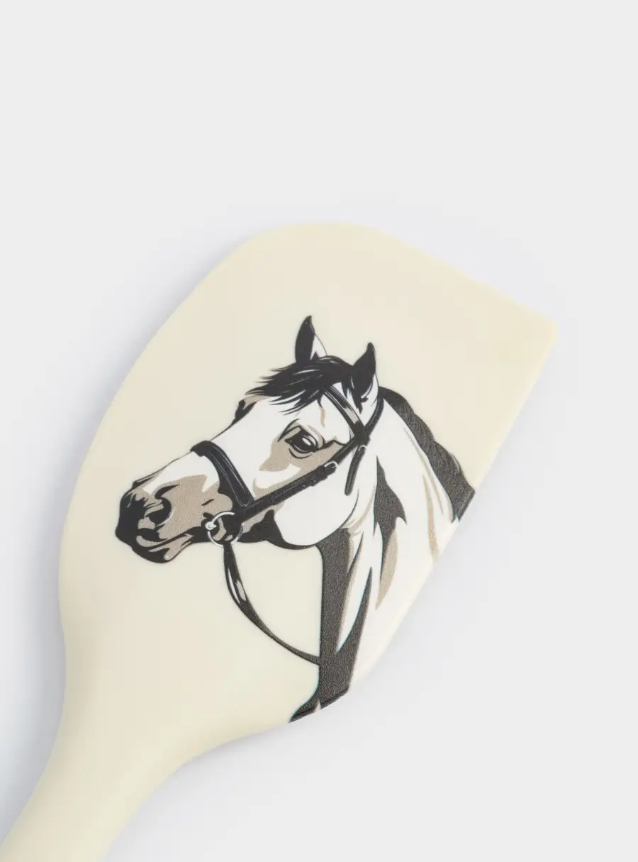 Лопатка-шпатель, 27 см, силикон, молочная, Конь, Horse, image-2