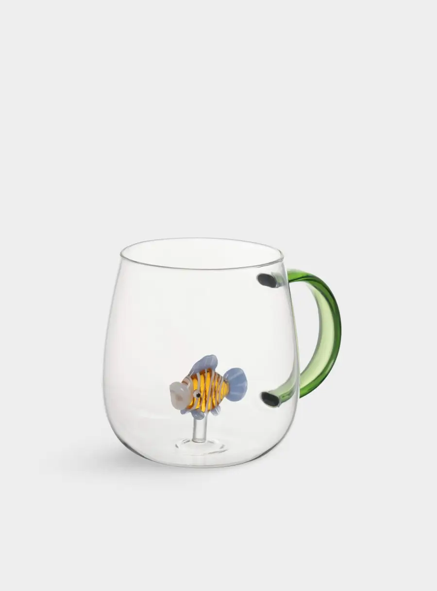 Кружка, 400 мл, стекло Б, зеленая ручка, Рыбка, Sea world ,image-3