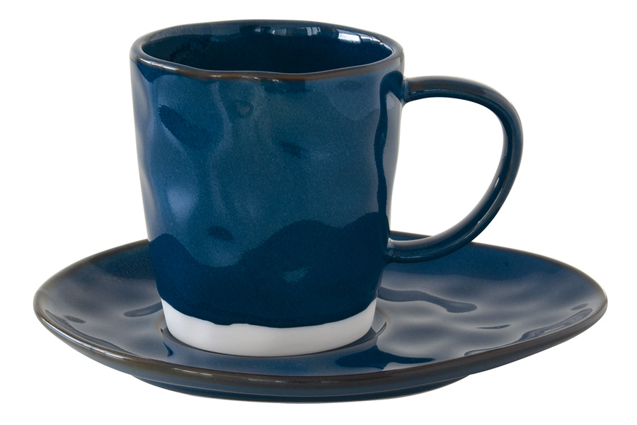 Чашка с блюдцем Interiors синяя, 0,25 л
