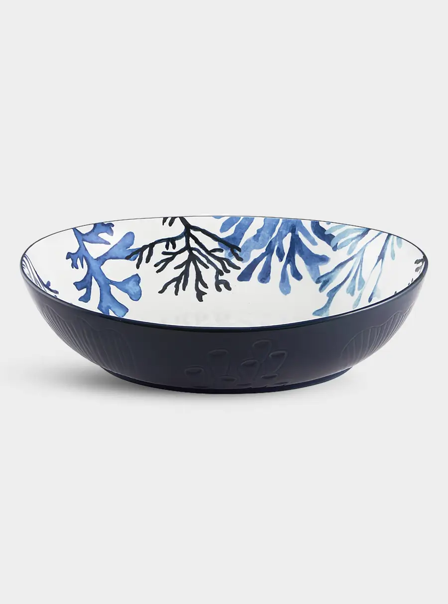 Салатник, 32х26 см, 3 л, керамика К, белый, овальный, Синие кораллы, Blue Coral ,image-0