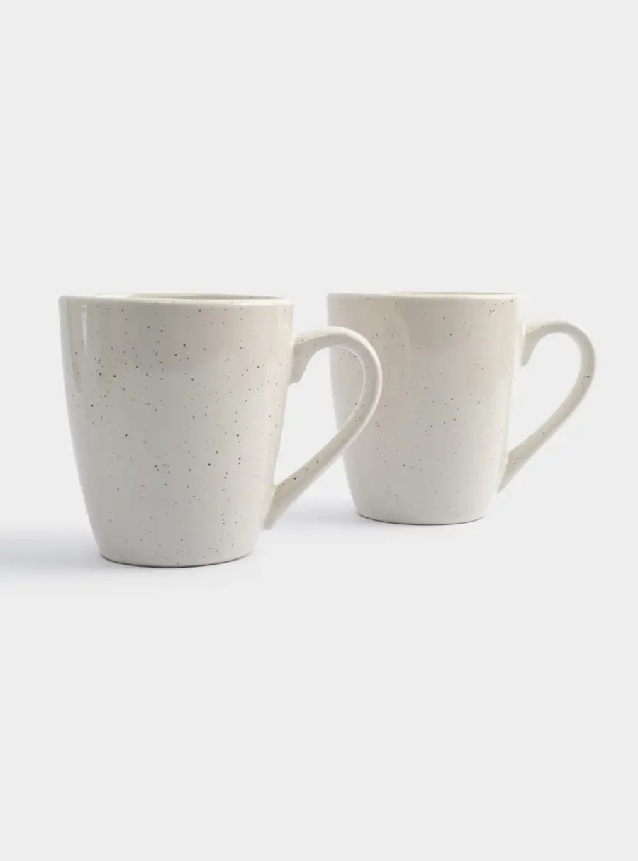 Кружка, 350 мл, 2 шт, керамика, молочная, в крапинку, Viveiro