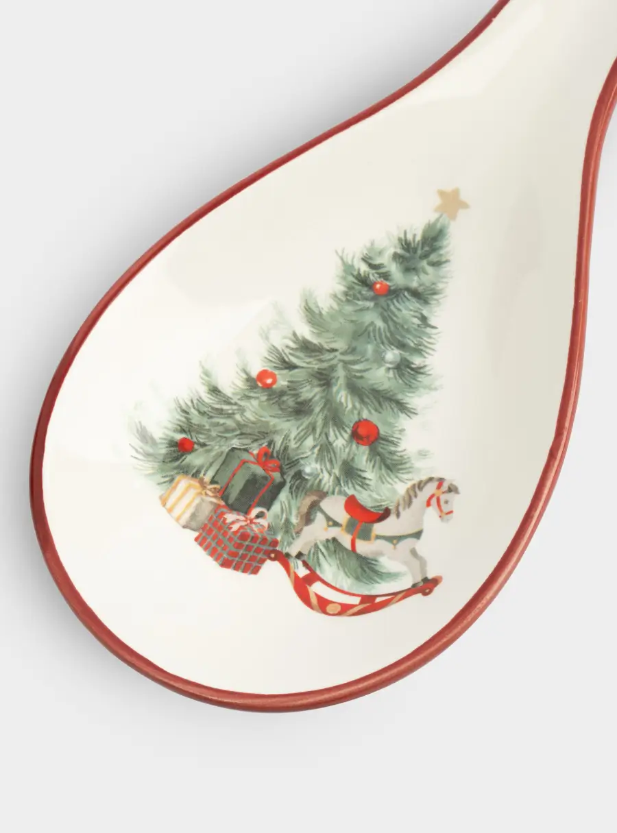 Подставка под ложку, 25х9 см, керамика, красная, Лошадка у елки, Festival ,image-3