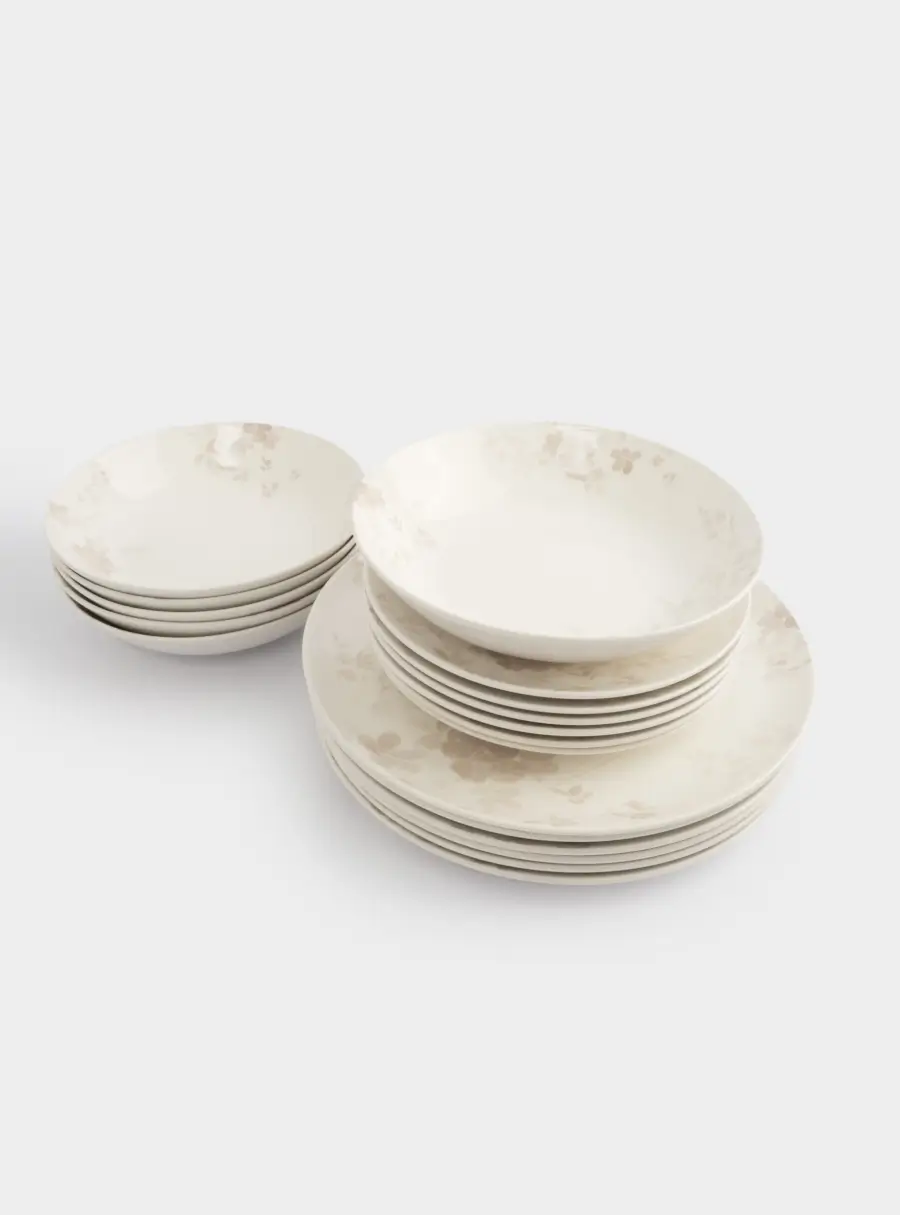 Сервиз обеденный, 6 перс, 18 пр, фарфор P, белый, Цветы и листья, Florance ,image-1