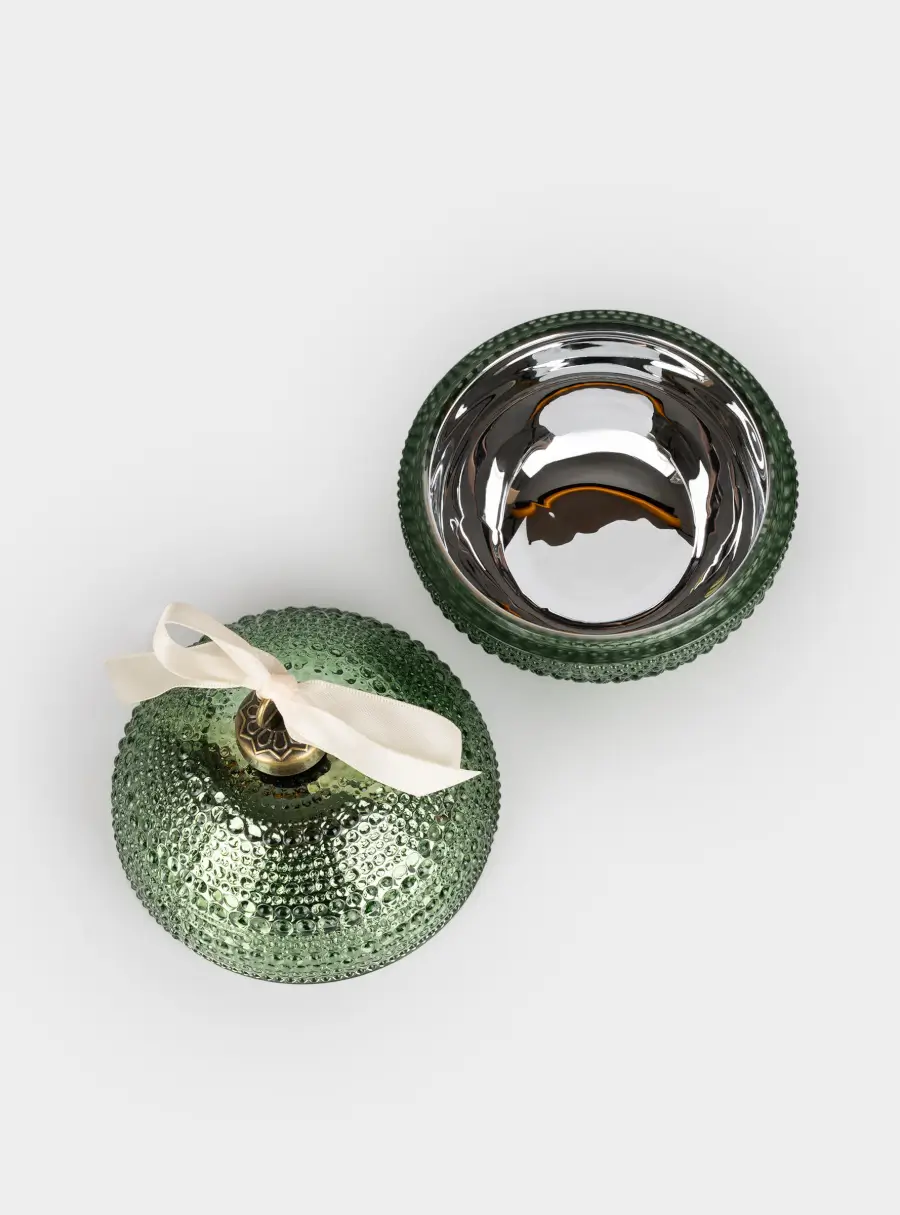 Емкость для хранения, 13х11 см, 180 мл, стекло Р/металл, зеленая, Шар, Сhristmas time ,image-3