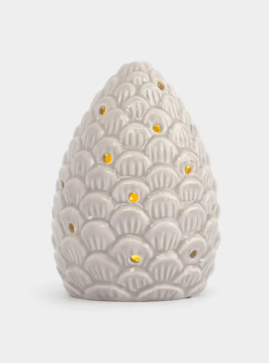 Статуэтка, 11 см, с подсветкой, фарфор P, бежево-молочная, Шишка, Pinecone