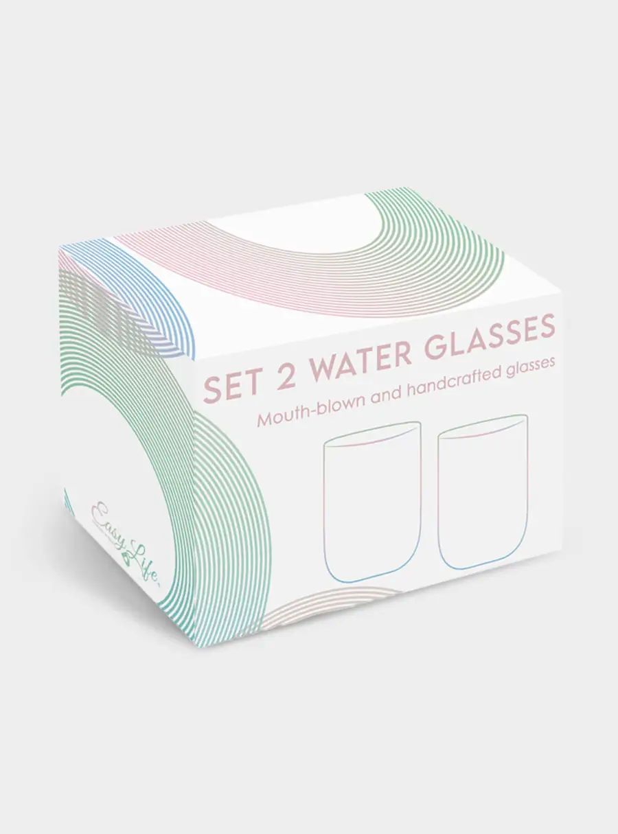Набор стаканов для воды, 2 пр, 390 мл, стекло, голубые, Rainbow, image-2
