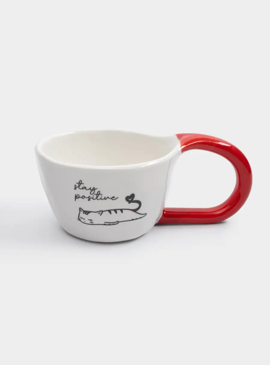 Кружка, 350 мл, фарфор N, бело-красная, Кот, Eccentric ,image-1